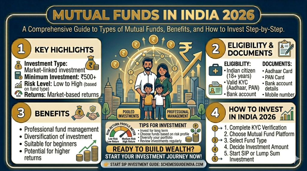 Mutual funds India 2026 types benefits how to invest beginners guide
